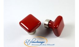 Porzellanknopf viereckig rot Nickel satiniert 0170-027-NS_2