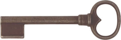 Schlüssel Eisen rostig, antik, alt, für Schloss, Bart 10x10mm (L