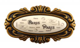 Möbelknauf SANTI Paris mit Porzellan-Inlay Vintage golden P1120031-E