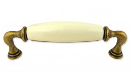 Landhausstil Küchengriff Porzellan AMBRA groß creme P1130068-E