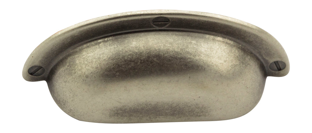 Muschelgriff Art déco - Landhausstil klein silbern matt