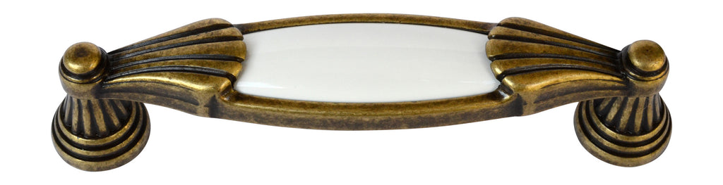 Landhausstil Möbelgriffe VENEZIA klein mit Porzellan-Inlay weiß Florence