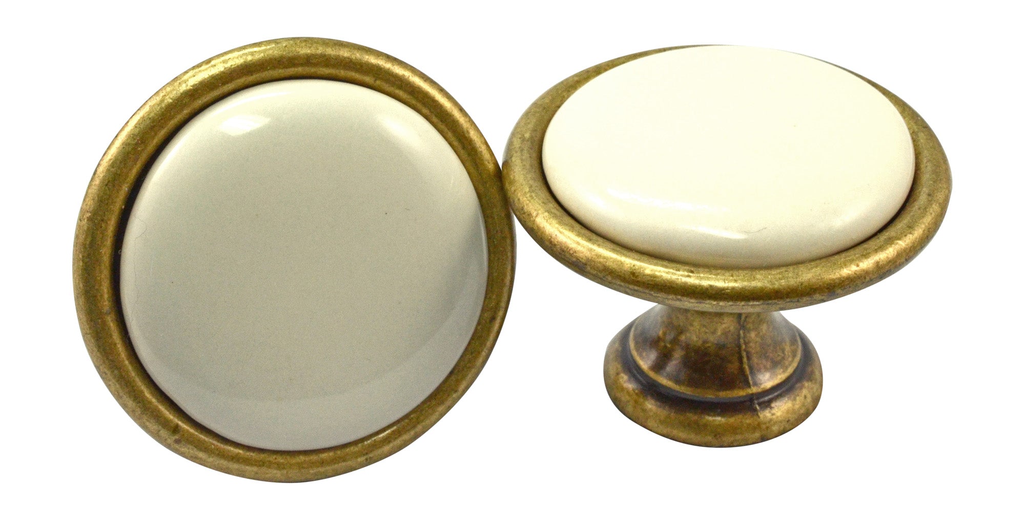 Landhausstil Ø 34mm Porzellanknopf cremefarben mit Rand Florence