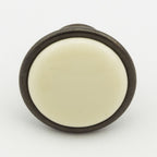 Landhausstil Ø 34mm Porzellanknopf creme mit Rand Country Bronze