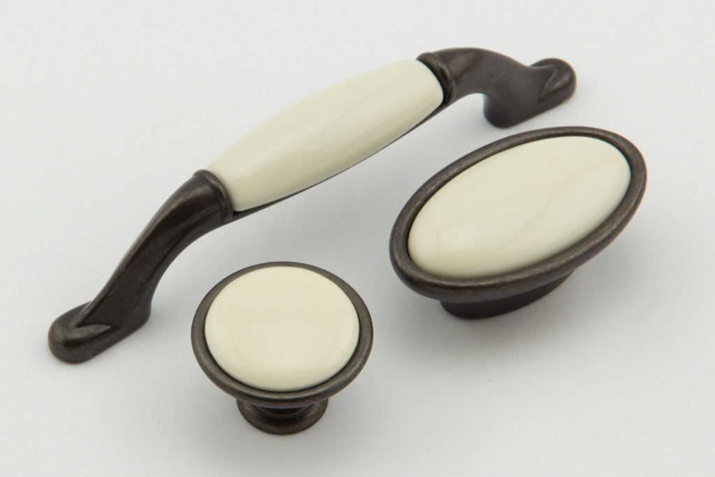 Vintage Küchengriff Porzellan creme Country Bronze