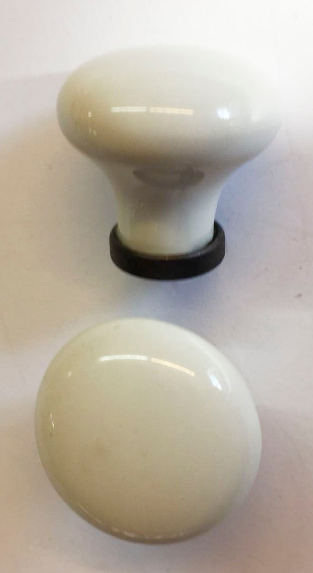 Porzellanknopf cream dunkelbrauner Fuß Ø 30 mm