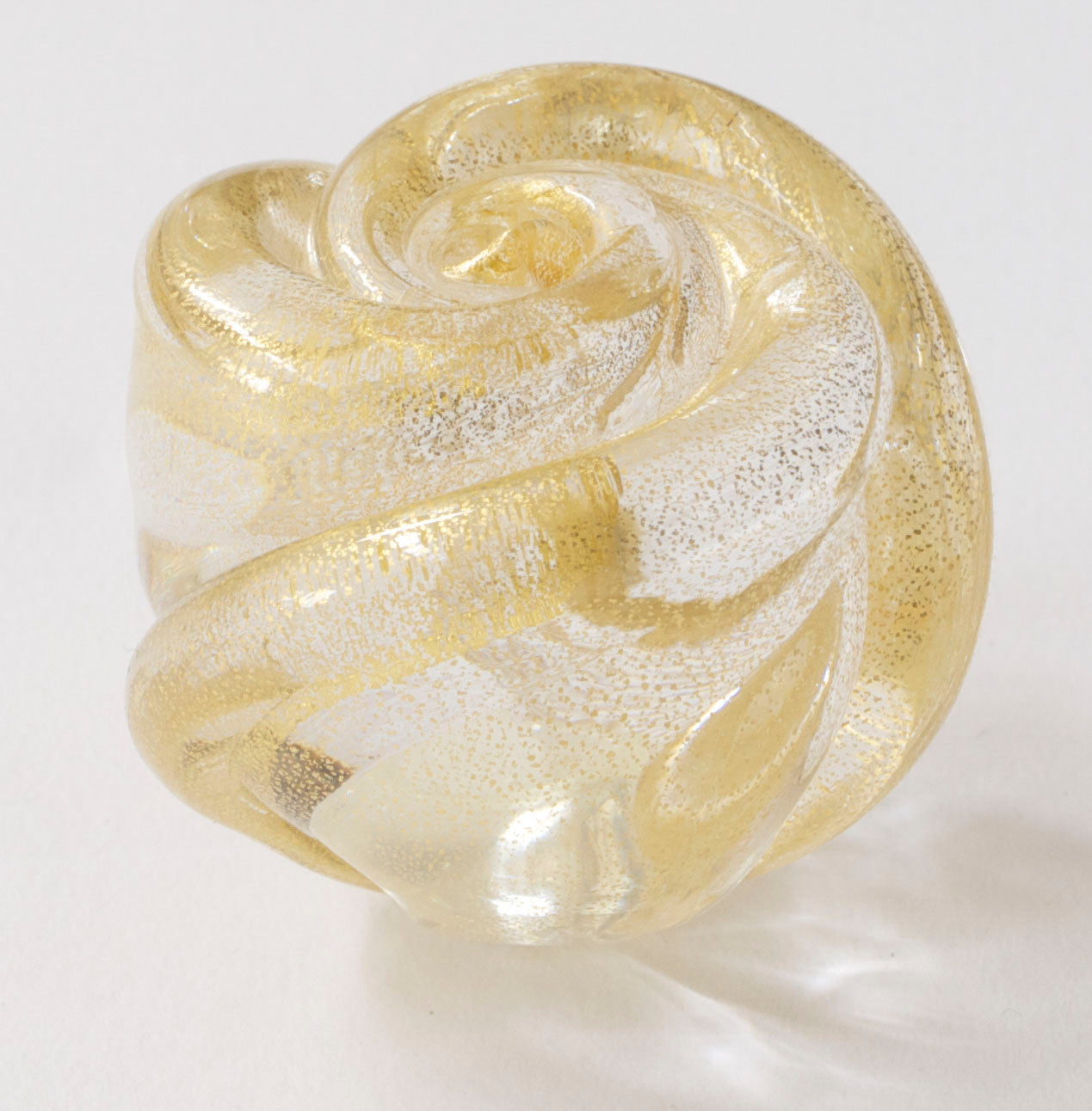 Glasknopf Ø 35mm Rose mit Blattgold