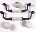 Potpourri Ø 30mm Hängegriff und Knopf Rostfarben/weiß Set 5-teilig