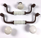 Potpourri Ø 30mm Hängegriff und Knopf Rostfarben/weiß Set 5-teilig