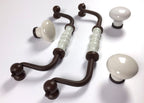 Potpourri Ø 30mm Hängegriff und Knopf Rostfarben/weiß Set 5-teilig