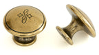 Messingknopf Ø 30mm Valenzia Gold mit Gravur