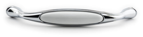 Extra Großer Vintage Küchengriff 160mm Porzellan FORTE weiß Chrom poliert