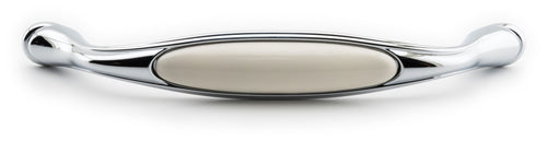 Extra Großer Vintage Küchengriff 160mm Porzellan FORTE creme Chrom poliert