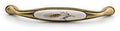 Extra Großer Vintage Küchengriff 160mm Porzellan FORTE creme mit Ähre Messing Florence