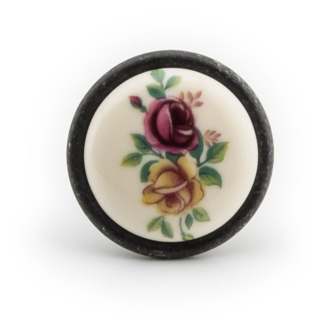 Landhausstil Ø 34mm Porzellanknopf VIOLET mit Rand Avorio