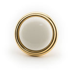 Porzellanknopf Ø 30mm FORTE klein creme Messing poliert