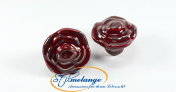 Vintage Porzellanrose bordeaux-silbern klein