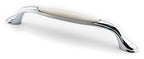 Extra Großer Vintage Küchengriff 160mm Porzellan FORTE creme Chrom poliert