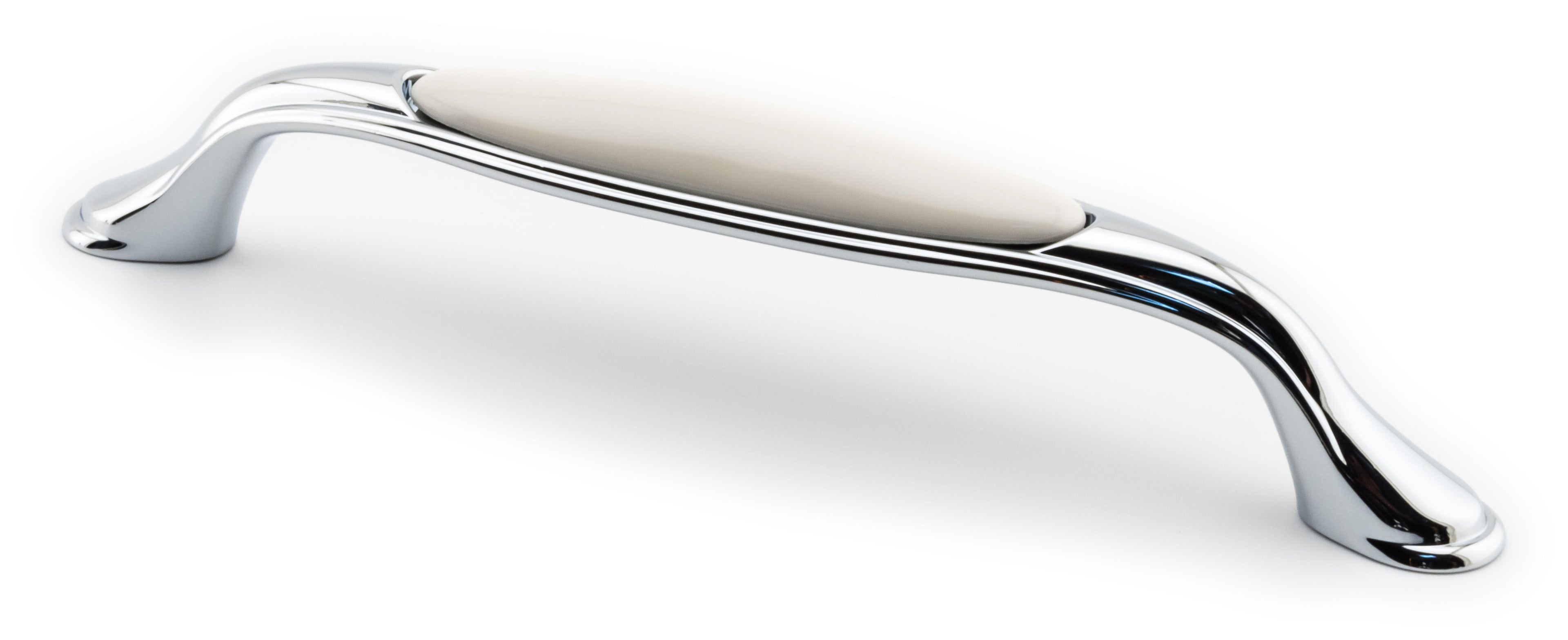 Extra Großer Vintage Küchengriff 160mm Porzellan FORTE creme Chrom poliert