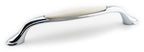 Extra Großer Vintage Küchengriff 160mm Porzellan FORTE creme Chrom poliert