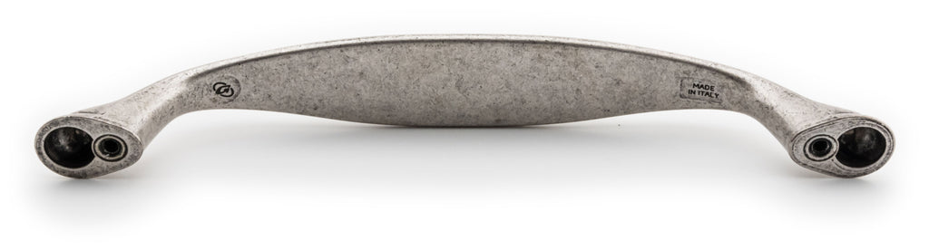 Extra Großer Vintage Küchengriff 160mm Porzellan FORTE weiß Silbermatt