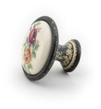 Landhausstil Ø 34mm Porzellanknopf VIOLET mit Rand Avorio