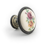 Landhausstil Ø 34mm Porzellanknopf VIOLET mit Rand Avorio