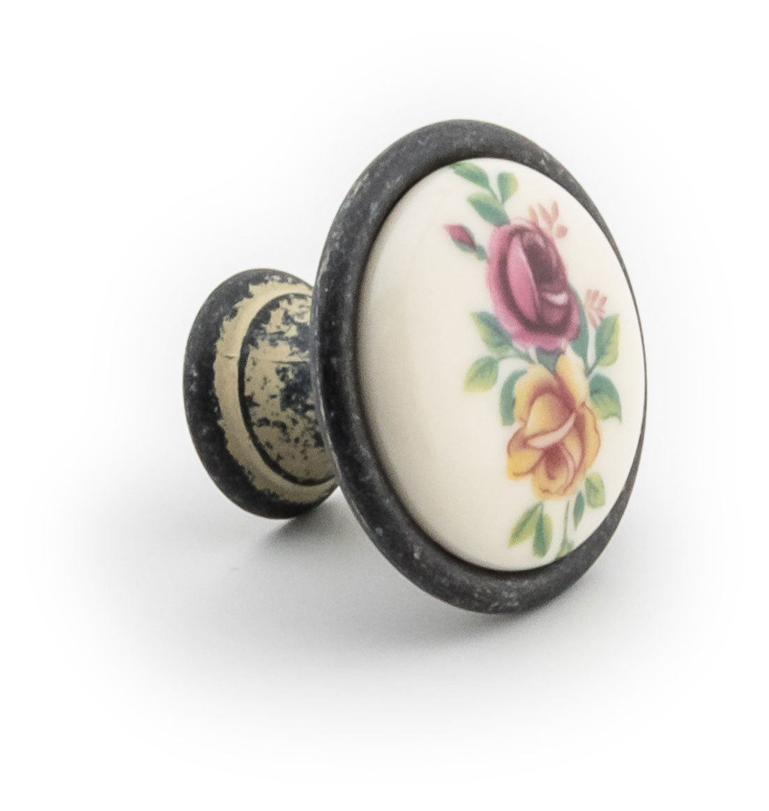 Landhausstil Ø 34mm Porzellanknopf VIOLET mit Rand Avorio