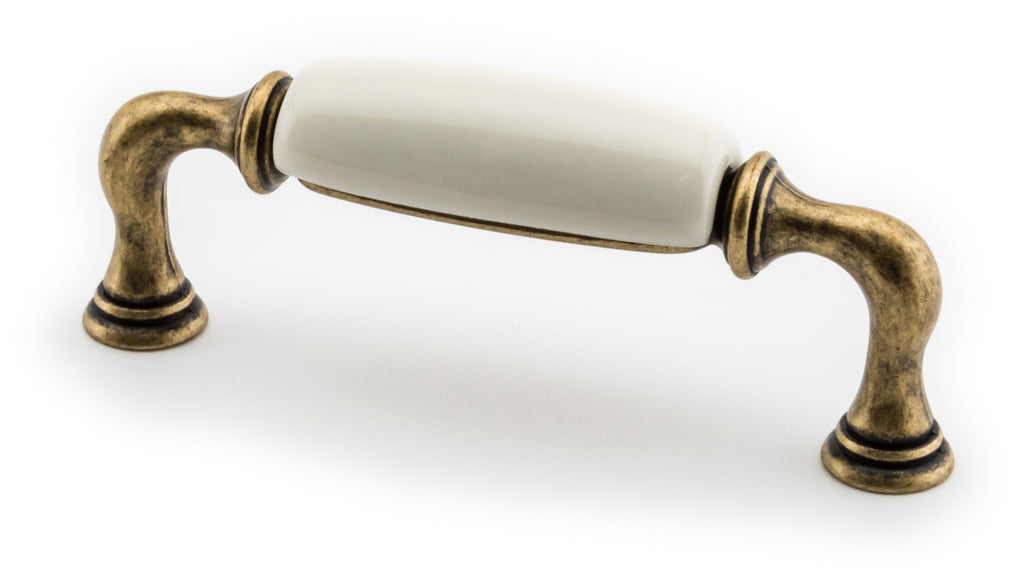 Landhausstil Küchengriff Porzellan AMBRA klein creme