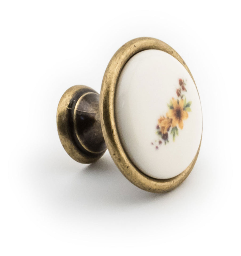 Landhausstil Ø 34mm Porzellanknopf PARADISE mit Rand Florence