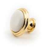Porzellanknopf Ø 30mm FORTE klein creme Messing poliert