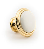 Porzellanknopf Ø 30mm FORTE klein creme Messing poliert