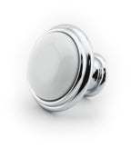 Porzellanknopf Ø 30mm FORTE weiß klein Chrom poliert