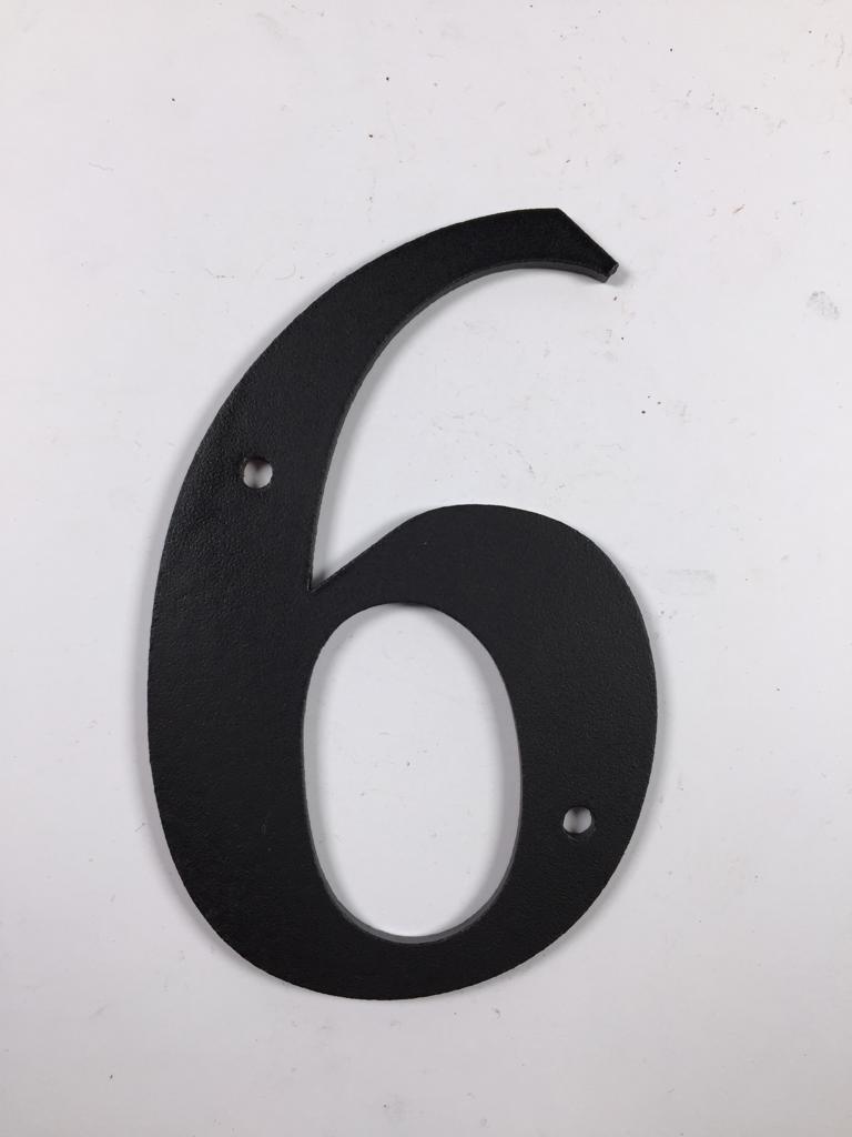 Hausnummer 6 Landhausstil schwarz matt
