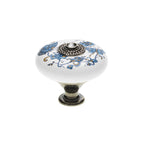 Landhausstil Ø 38mm Porzellanknopf mit Strassstein altsilbern