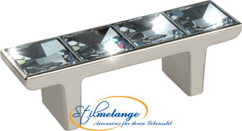 Möbelgriffe Swarovski Nickel poliert 64mm 4 Steine