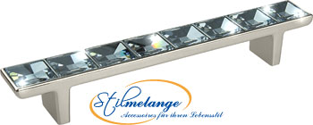 Möbelgriffe Swarovski Nickel poliert 160 mm 8 Steine
