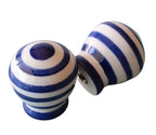 Porzellanknopf Ø 27mm weiß-blau gestreift