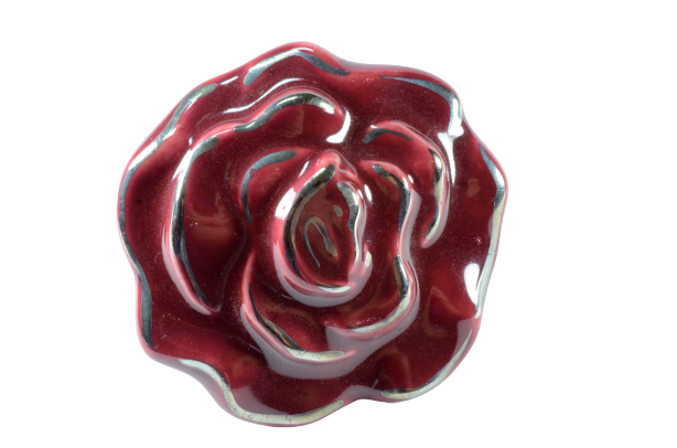 Vintage Porzellanrose bordeaux-silbern klein