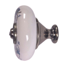 Landhausstil Ø 38mm Porzellanknopf mit Strassstein altsilbern