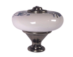 Landhausstil Ø 38mm Porzellanknopf mit Strassstein altsilbern