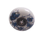 Landhausstil Ø 38mm Porzellanknopf mit Strassstein altsilbern