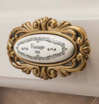 Möbelknauf SANTI mit Porzellan-Inlay Vintage golden