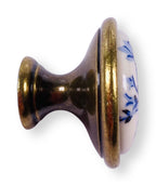 Landhausstil Ø 34mm Porzellanknopf creme/ blau Florence