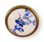 Landhausstil Ø 34mm Porzellanknopf creme/ blau Florence