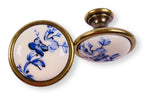 Landhausstil Ø 34mm Porzellanknopf creme/ blau Florence