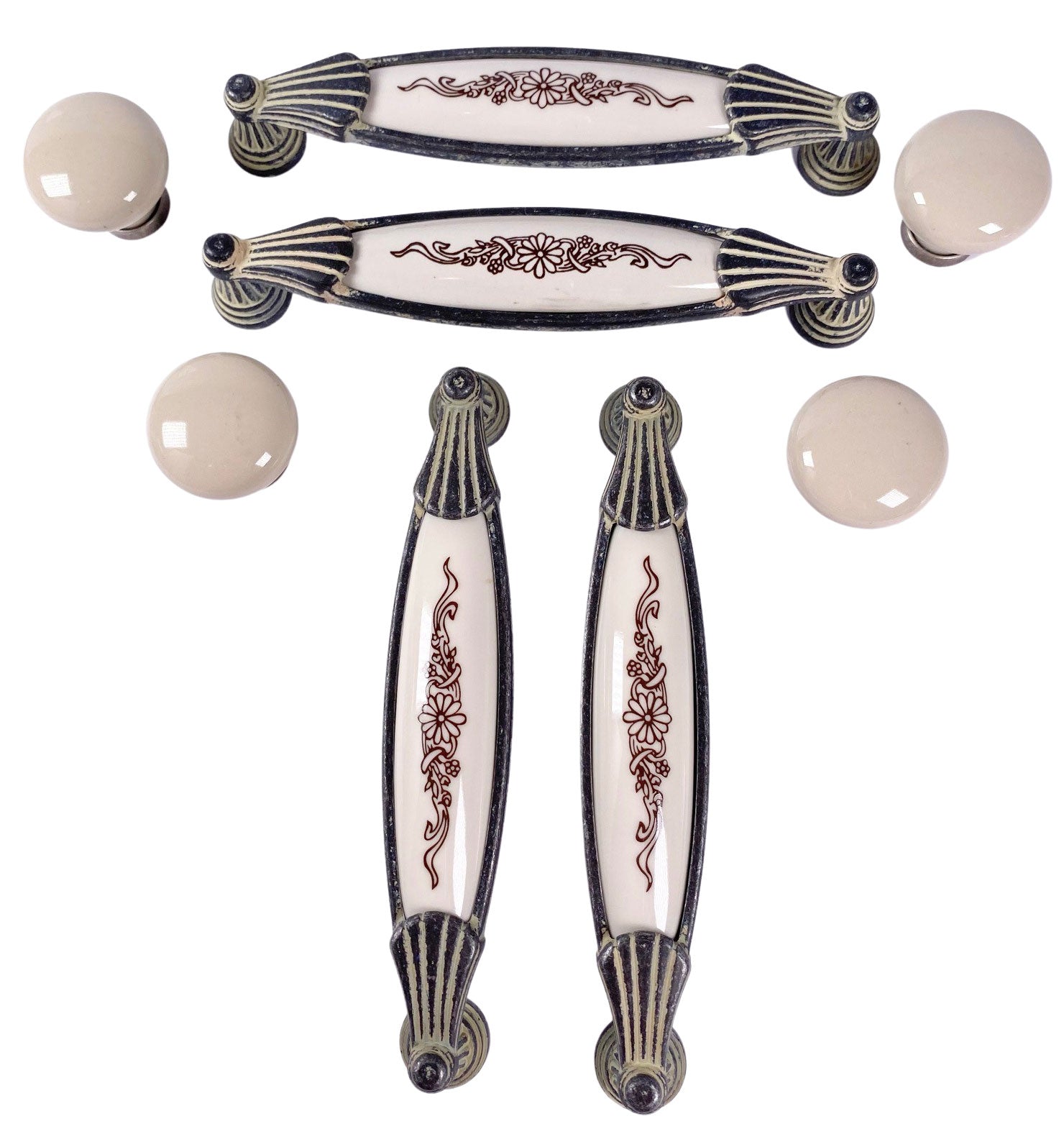 Potpourri Griff und Knopf Floriana Set 8-teilig in Avorio
