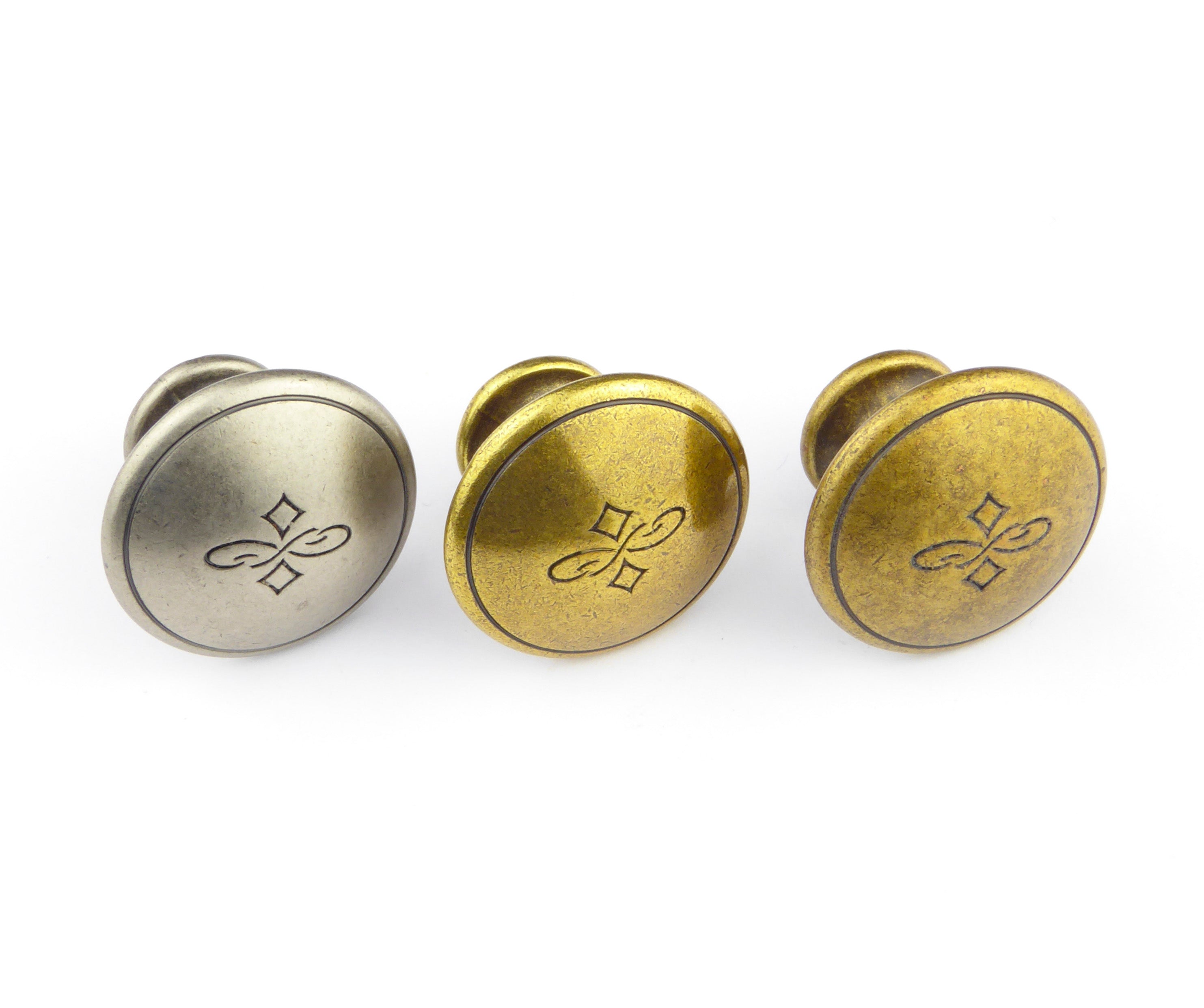 Messingknopf Ø 30mm Valenzia Gold mit Gravur