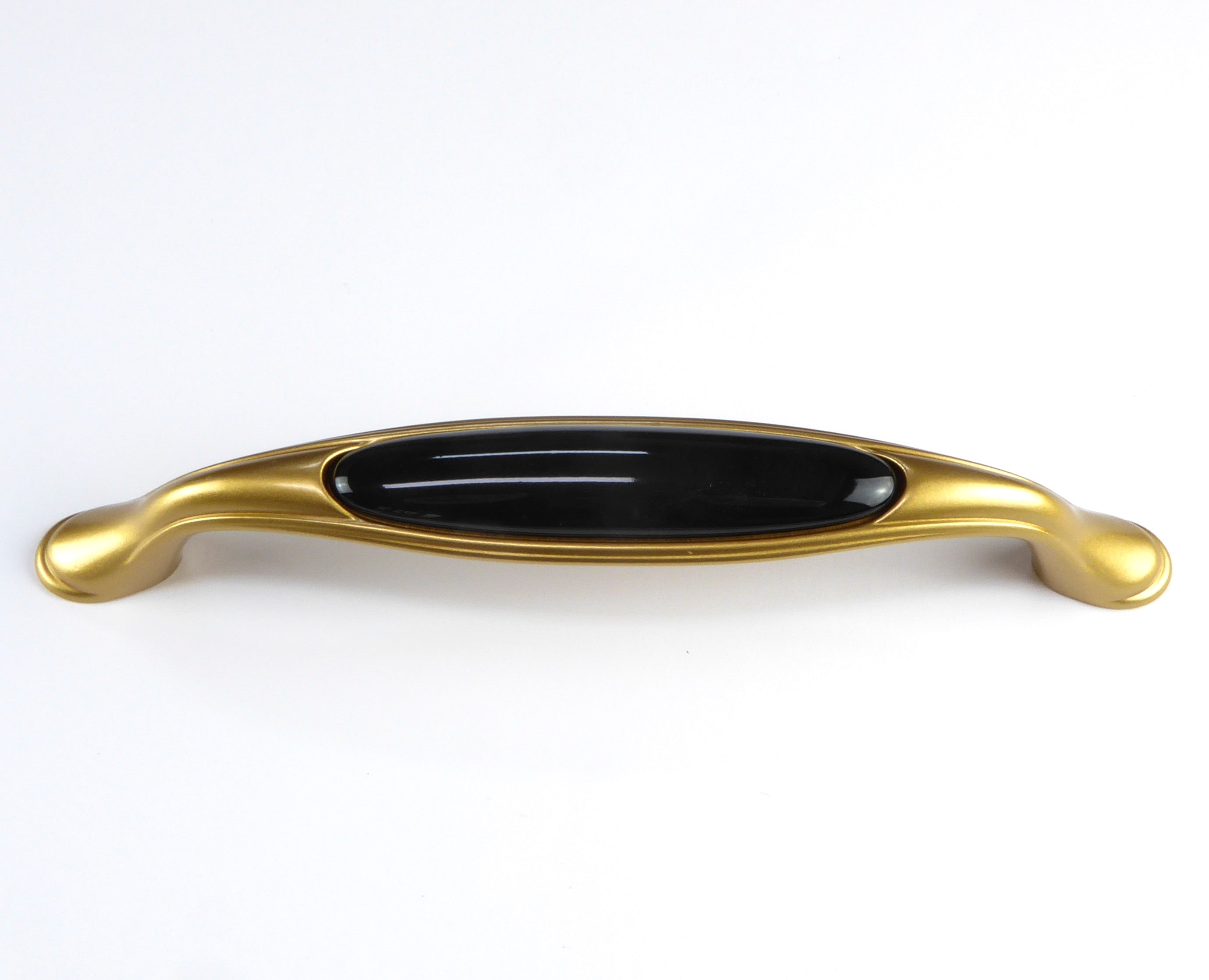 Extra Großer Vintage Küchengriff 160mm Porzellan FORTE schwarz - goldfarben satiniert