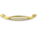 Edler Vintage Küchengriff 160mm Porzellan FORTE creme Messing poliert